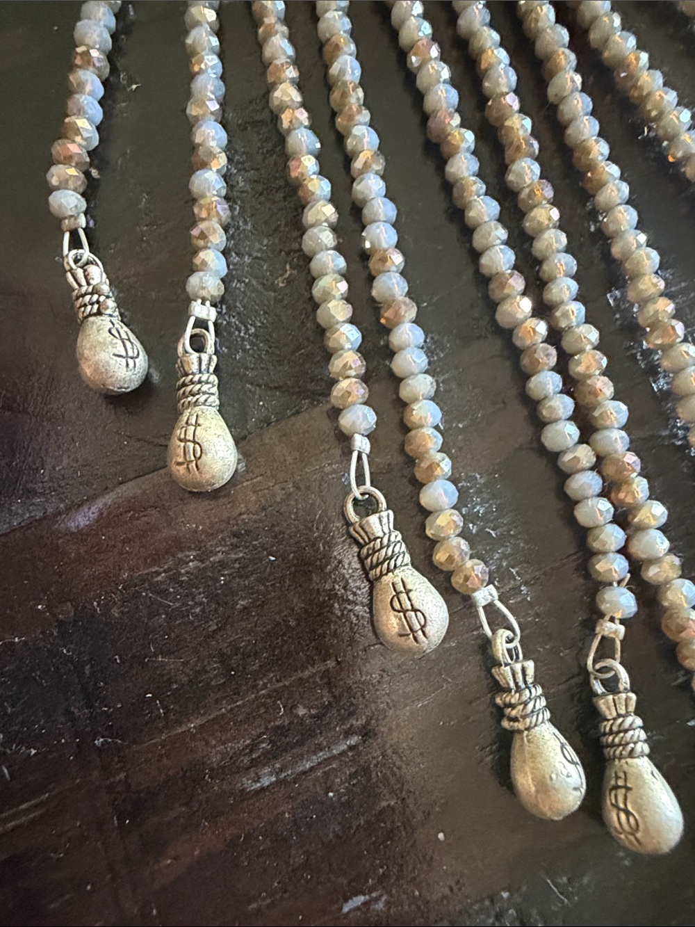Delicate Silver Fringe Necklace with Pale Blue Beads - Women Jewelry - Picture 2 of 4